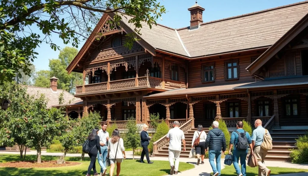 Museum-Estate of Academician I.P. Pavlov in Ryazan showing traditional wooden architecture Museum-Estate of Academician I.P. Pavlov in Ryazan showing traditional wooden architecture