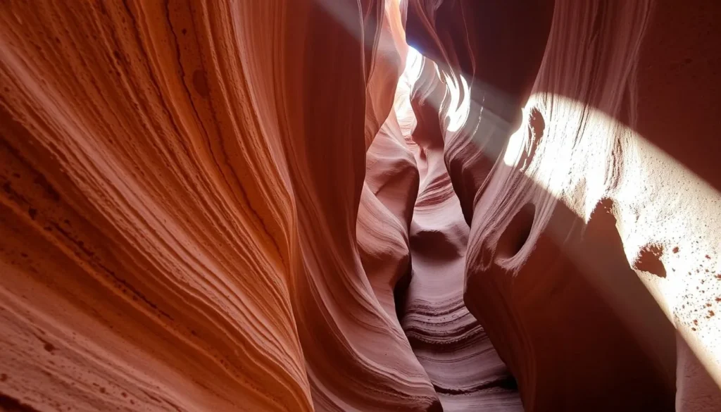 Narrow slot canyon at Cathedral Gorge with high walls and interesting textures Narrow slot canyon at Cathedral Gorge with high walls and interesting textures