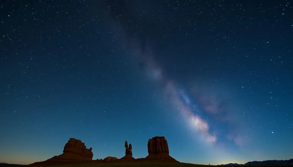 Night sky over Hovenweep National Monument showing stars and ancient ruins