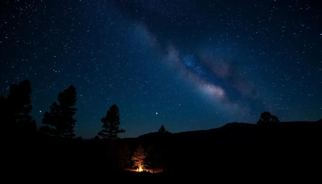 Night sky with stars above Jordan Hot Springs campsite
