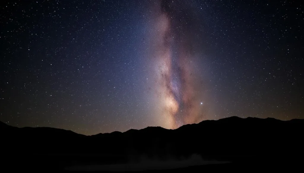 Night sky with stars over Fish Lake Valley Hot Springs Nevada