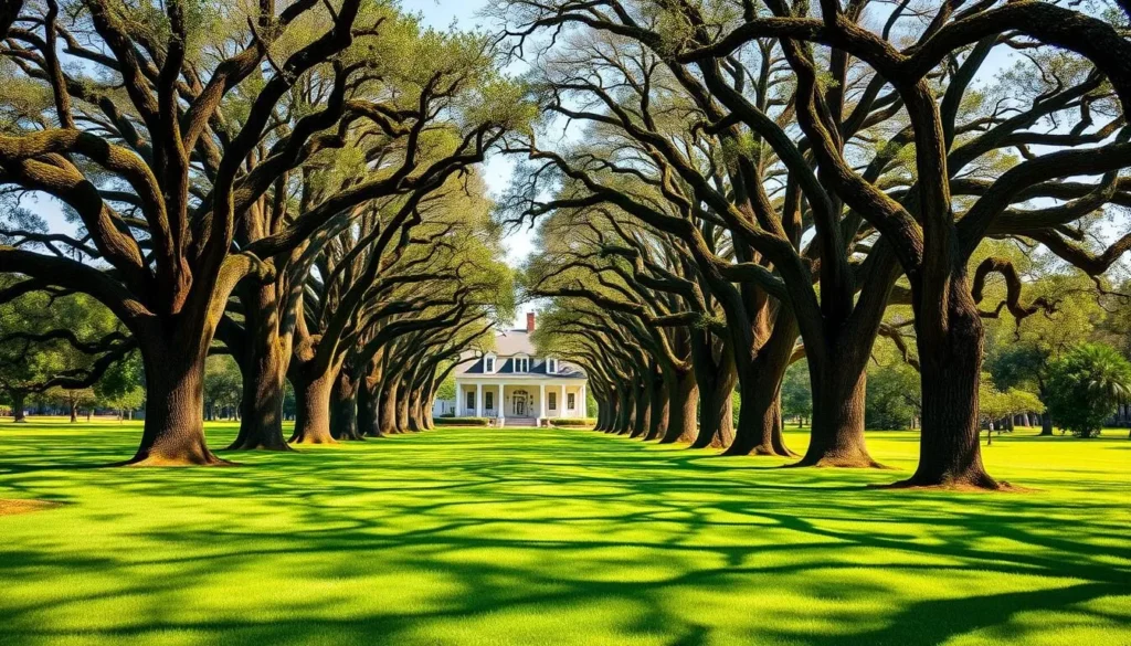 Oak Alley Plantation near Maurepas Swamp with its famous oak-lined path Oak Alley Plantation near Maurepas Swamp with its famous oak-lined path