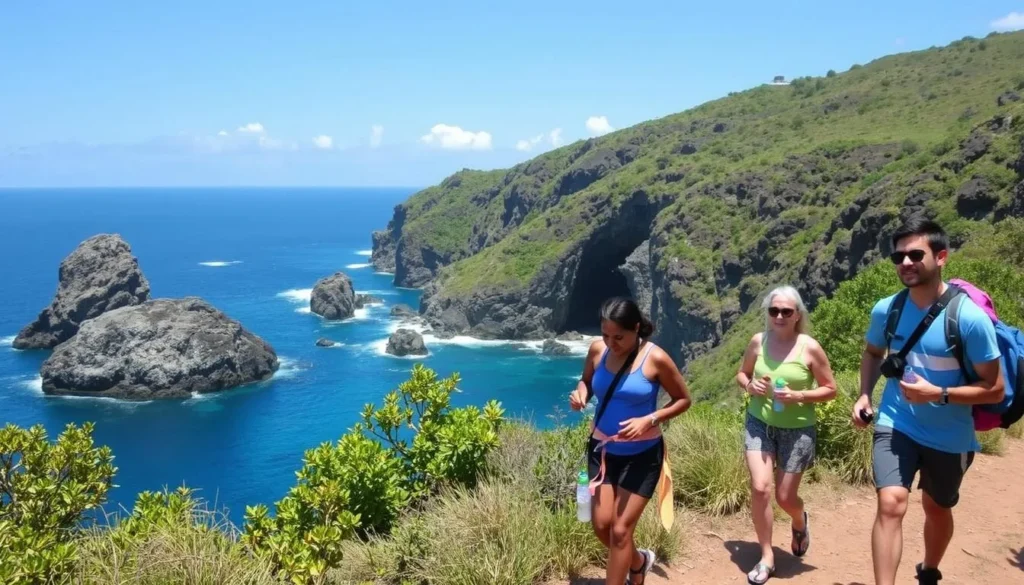Outdoor activities near Devil's Bridge National Park with diverse tourists enjoying nature Outdoor activities near Devil's Bridge National Park with diverse tourists enjoying nature