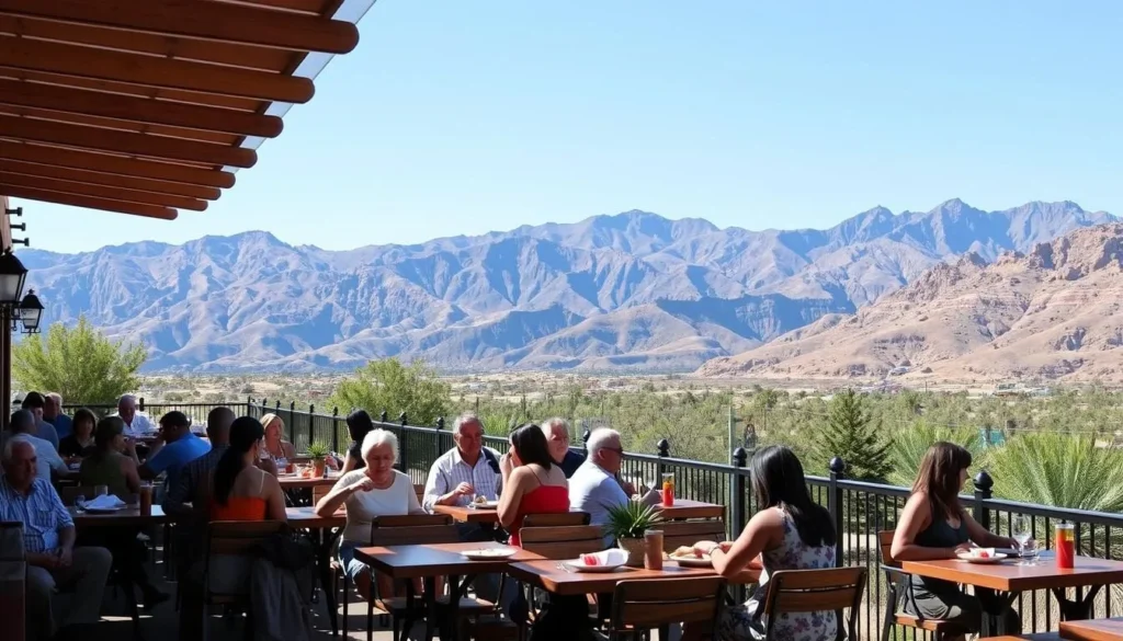 Outdoor dining with mountain views near Santa Rosa and San Jacinto Mountains National Monument Outdoor dining with mountain views near Santa Rosa and San Jacinto Mountains National Monument