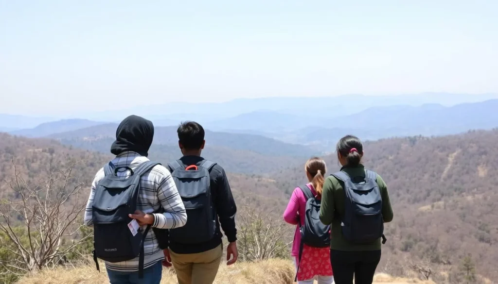 Pachmarhi landscape during winter season with clear views of Satpura hills and pleasant weather for outdoor activities