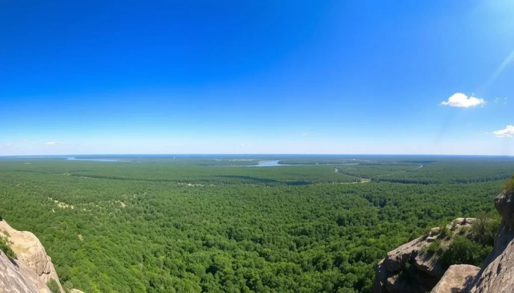 Panoramic view from Lover's Leap Overlook showing Illinois River and forest Panoramic view from Lover's Leap Overlook showing Illinois River and forest