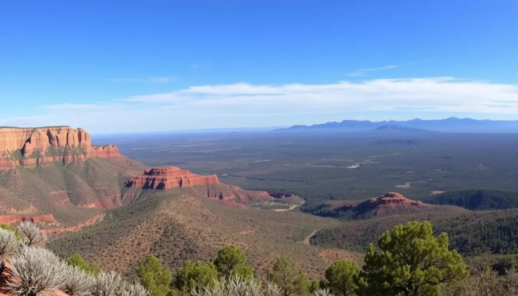 Panoramic view from Mingus Mountain overlook of Verde Valley