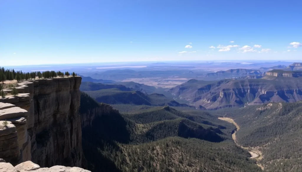 Panoramic view from Mogollon Rim showing the dramatic drop and expansive valley views Panoramic view from Mogollon Rim showing the dramatic drop and expansive valley views