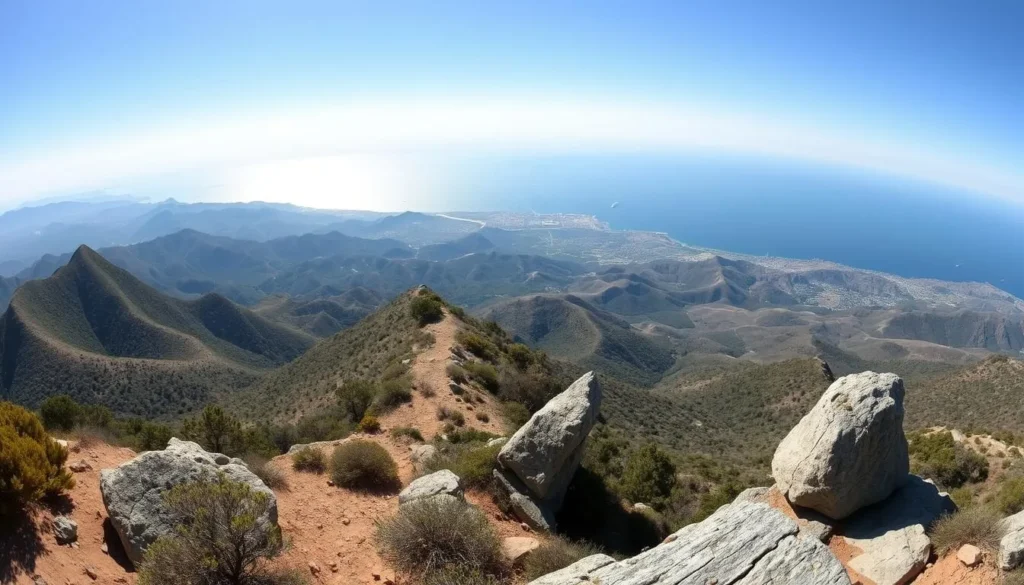 Panoramic view from Sandstone Peak, the highest point in Santa Monica Mountains