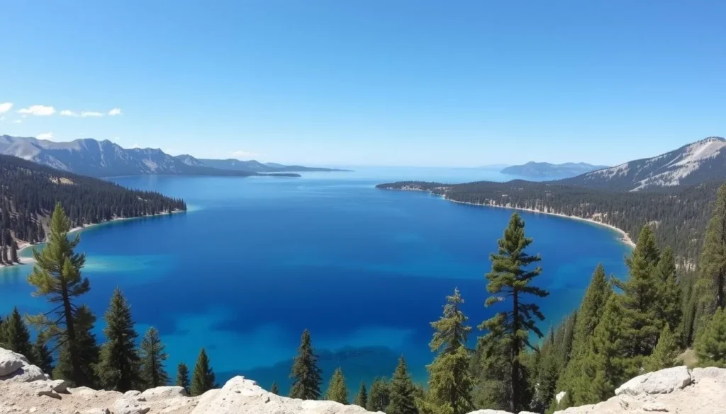 Panoramic view of Lake Tahoe from a viewpoint near Tahoe State Recreation Area Panoramic view of Lake Tahoe from a viewpoint near Tahoe State Recreation Area