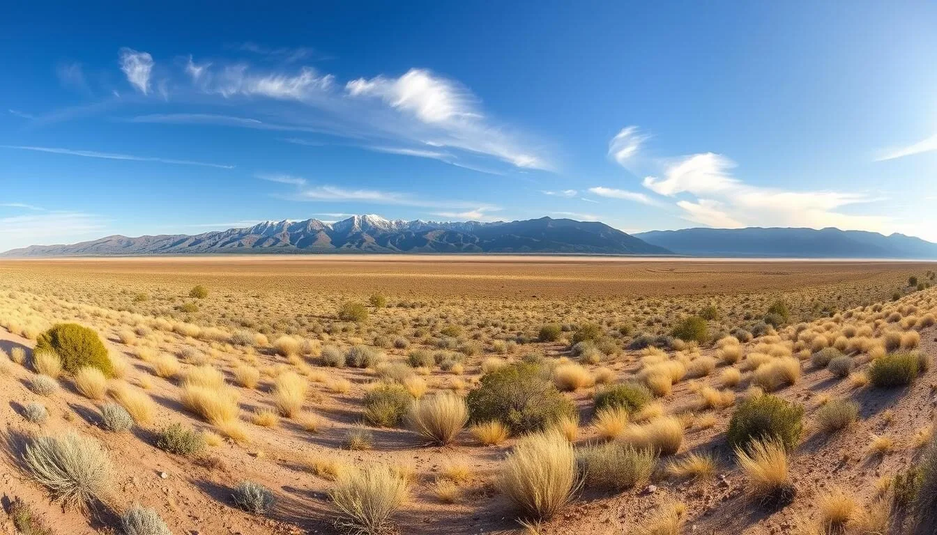 Panoramic view of Sevilleta National Wildlife Refuge showing diverse landscapes with mountains in the background and desert vegetation in the foreground
