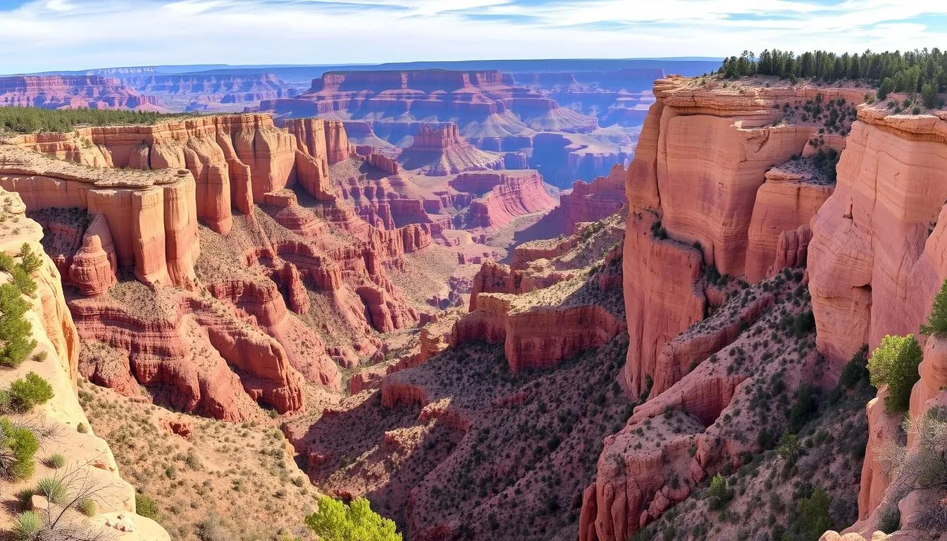 Panoramic view of Sycamore Canyon Arizona best things to do showing the red rock formations and forested rim