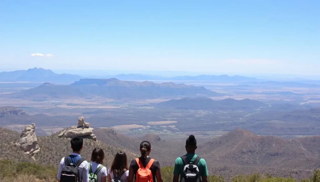Panoramic vista point at Manzano Mountains State Park showing mountain ranges