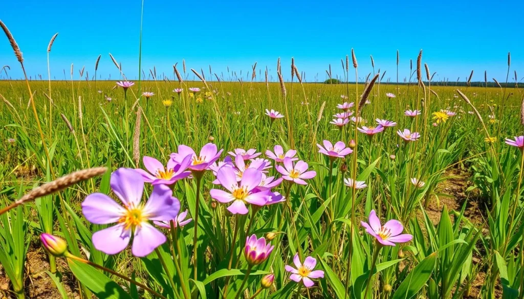 Pecan Island during spring with blooming wildflowers and clear blue skies Pecan Island during spring with blooming wildflowers and clear blue skies