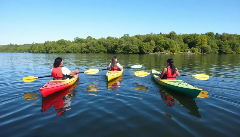 People kayaking on Whipple Dam Lake Pennsylvania