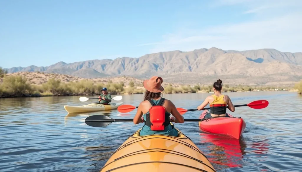 People kayaking on the Rio Grande near Truth or Consequences People kayaking on the Rio Grande near Truth or Consequences