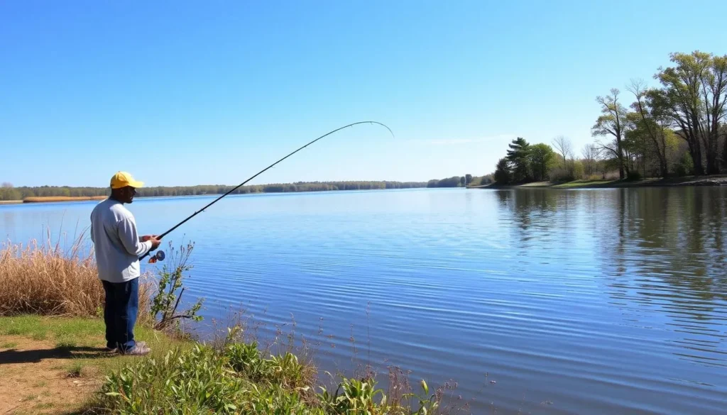 Person fishing at one of Pyramid State Park's lakes Person fishing at one of Pyramid State Park's lakes