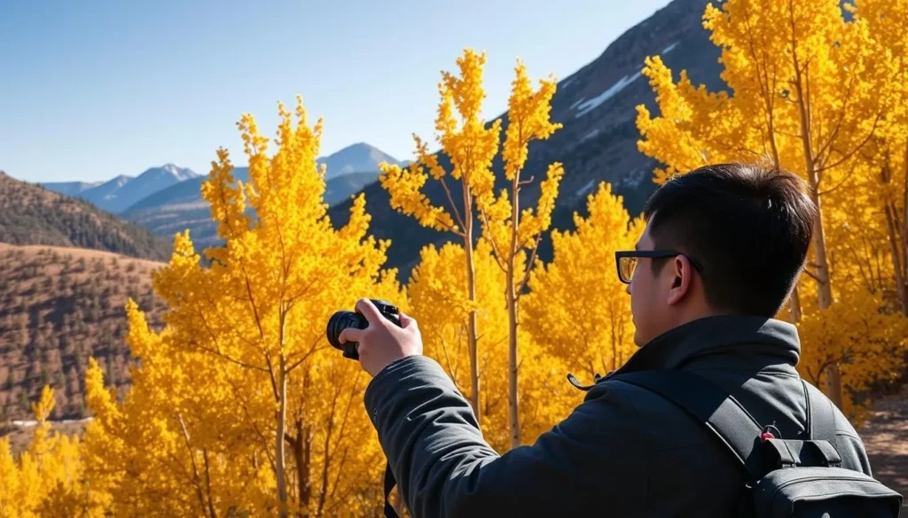 Photographer capturing fall colors along Guanella Pass Scenic Byway Photographer capturing fall colors along Guanella Pass Scenic Byway