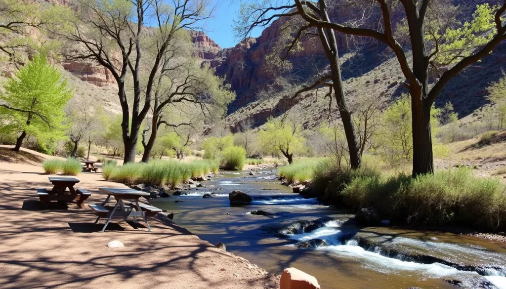 Picnic area along South Boulder Creek in Eldorado Canyon State Park Picnic area along South Boulder Creek in Eldorado Canyon State Park