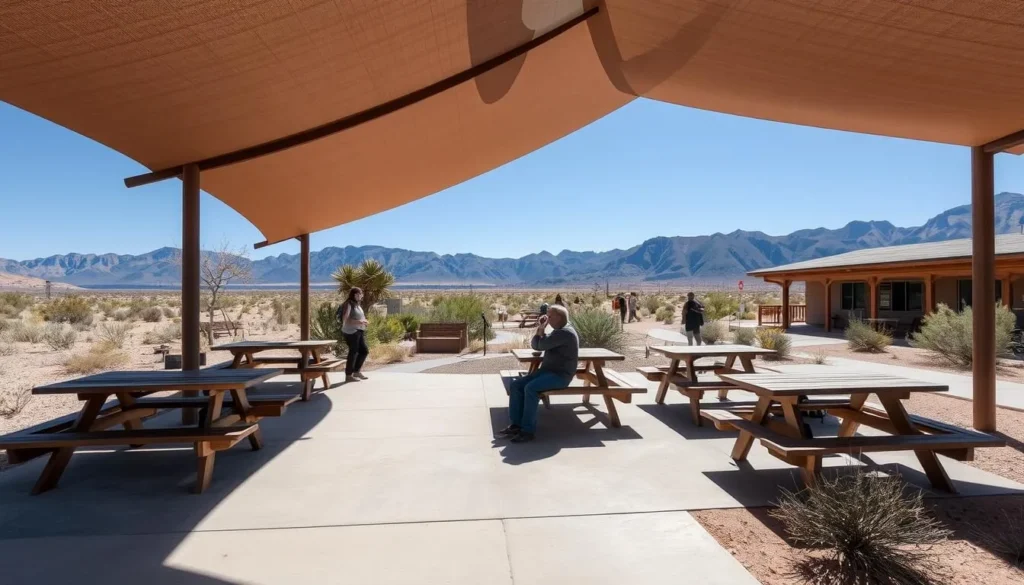 Picnic area at Ash Meadows National Wildlife Refuge visitor center Picnic area at Ash Meadows National Wildlife Refuge visitor center