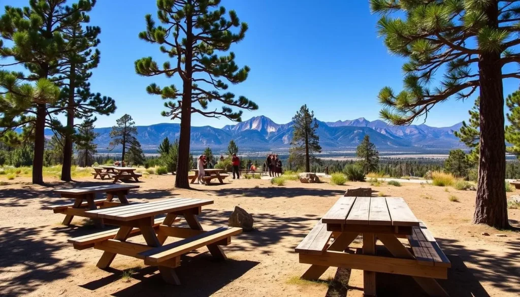 Picnic area in Great Basin National Park with mountain views