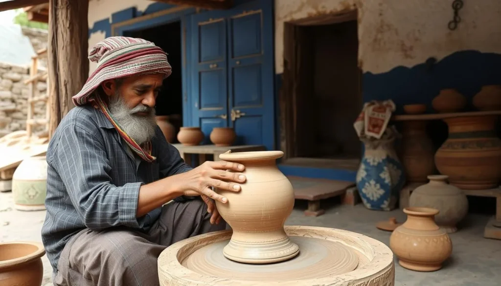 Potter at work in Pachdhar Potter's Village near Pench National Park