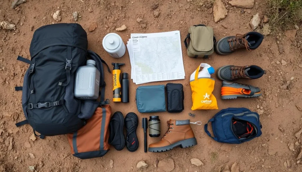 Prepared backpacker with gear for Clan Alpine Mountains Nevada trip