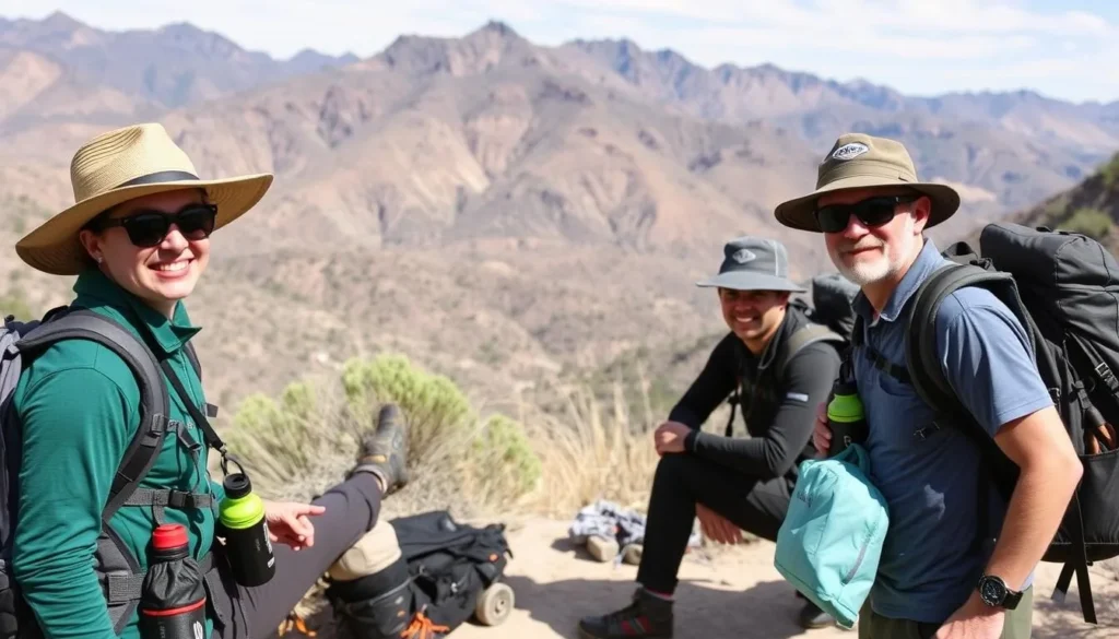 Prepared hikers with proper gear in Santa Rosa and San Jacinto Mountains National Monument Prepared hikers with proper gear in Santa Rosa and San Jacinto Mountains National Monument
