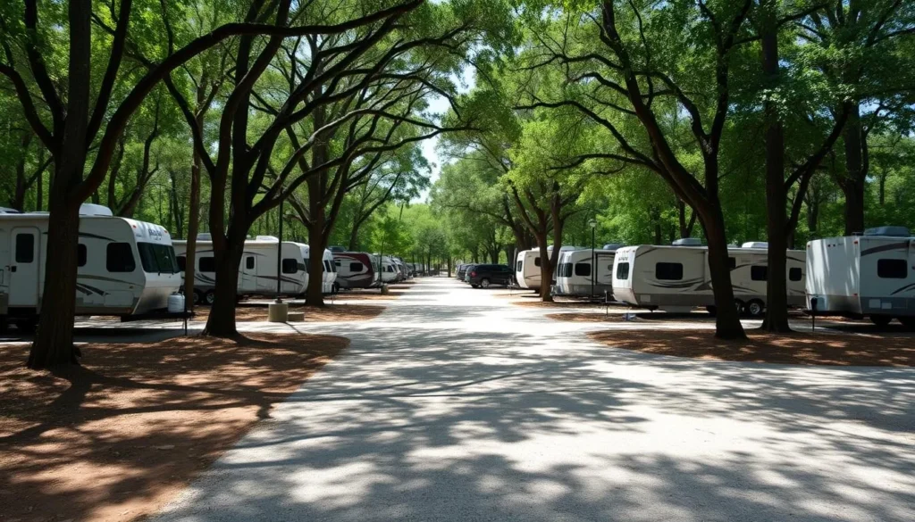 RV campsite at Chemin-A-Haut State Park Louisiana showing spacious sites with hookups