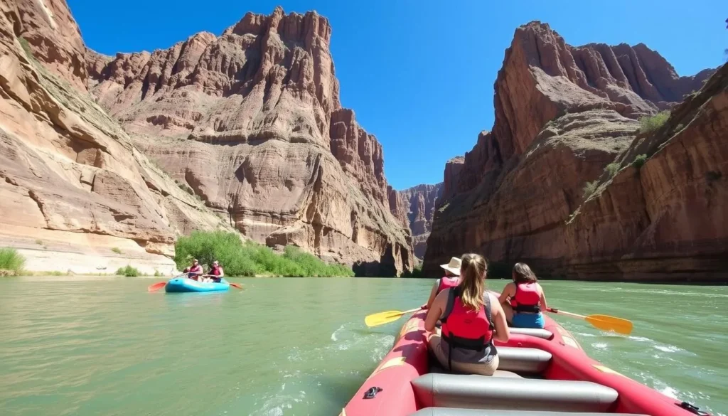 Rafting adventure on the Green River through Split Mountain Canyon at Dinosaur National Monument Rafting adventure on the Green River through Split Mountain Canyon at Dinosaur National Monument