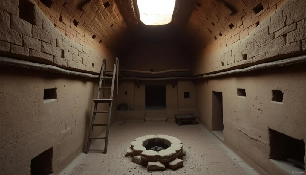 Reconstructed kiva at Pecos National Historical Park showing the traditional underground ceremonial chamber