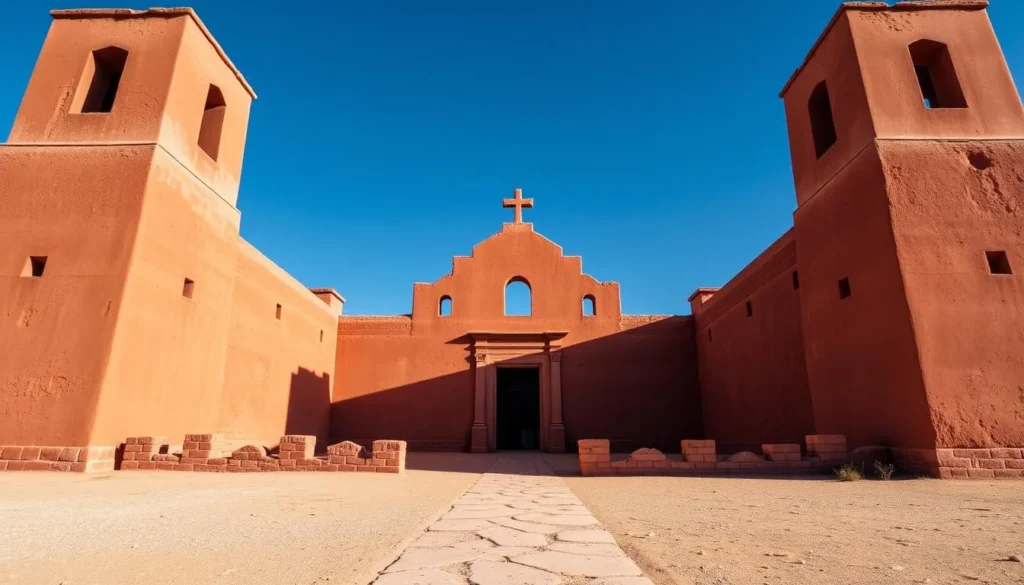 Red sandstone walls of Quarai Mission church Red sandstone walls of Quarai Mission church