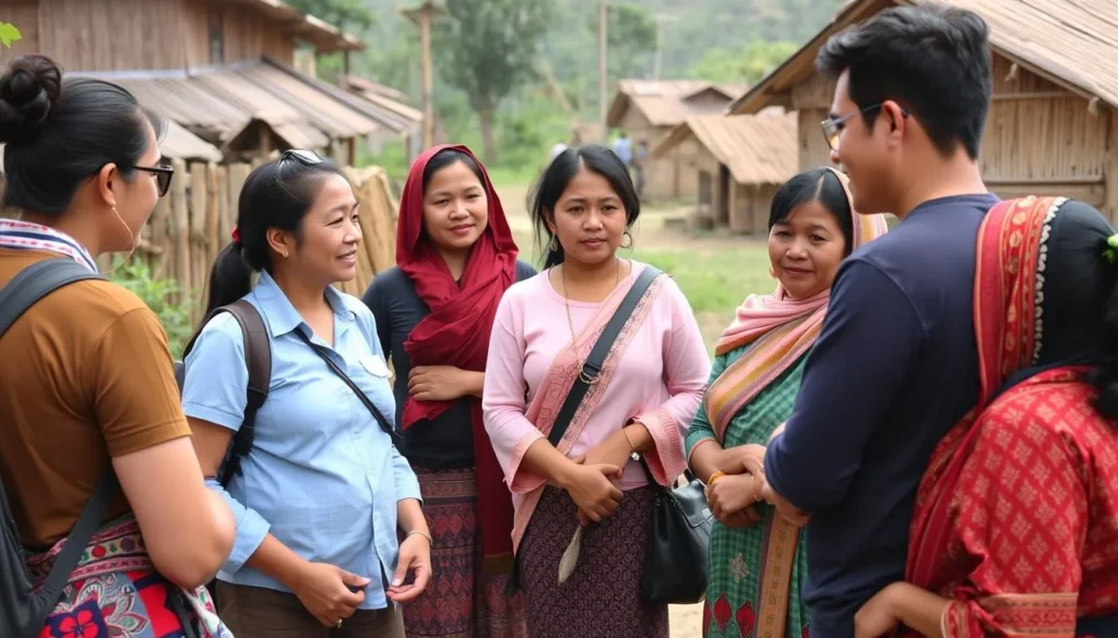 Respectful interaction between tourists and Naga villagers