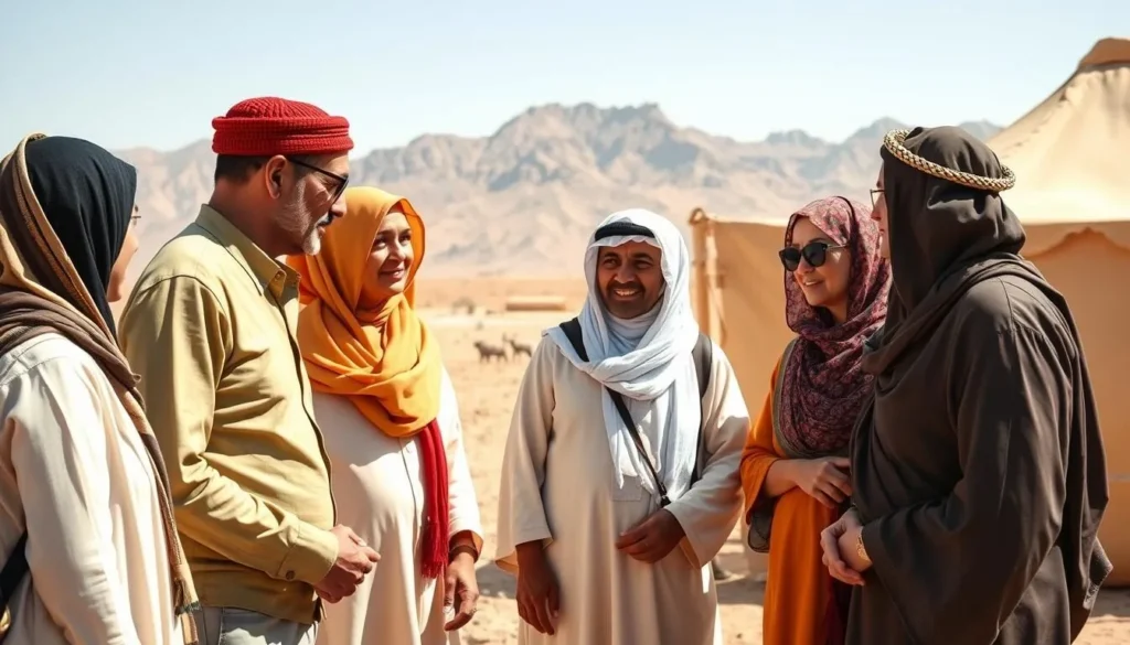 Respectful interaction between tourists and local Bedouin guides in Nuweiba