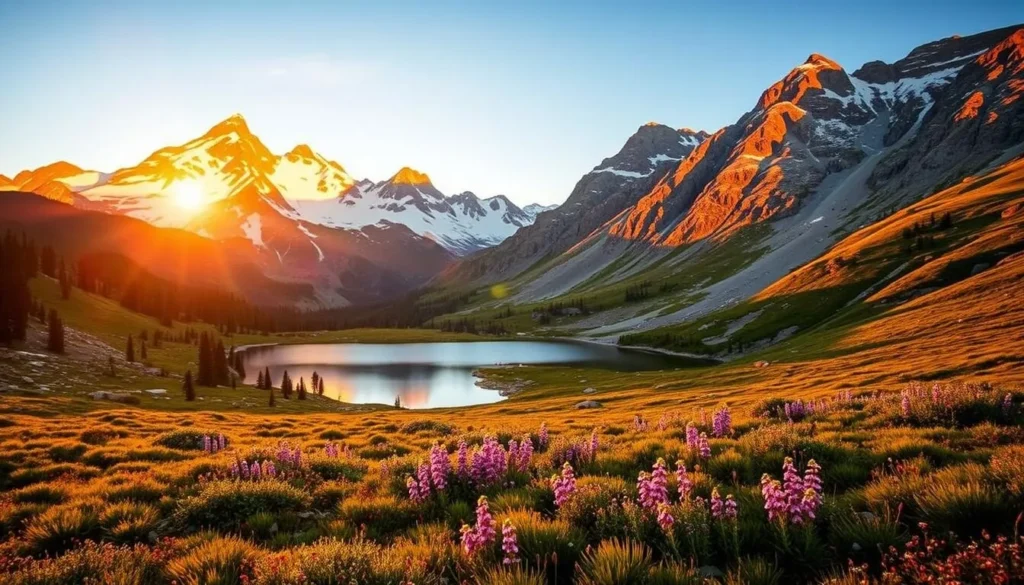 Rocky Mountain National Park landscape with mountains and alpine lake near Horsetooth Falls Colorado