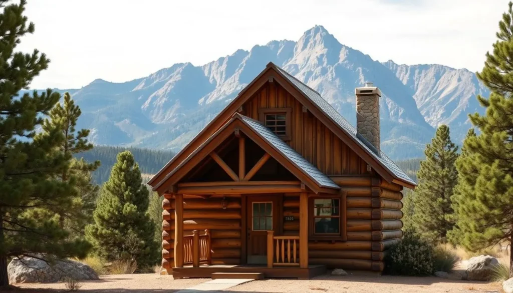 Rustic cabin accommodation near Pecos National Historical Park with mountain views