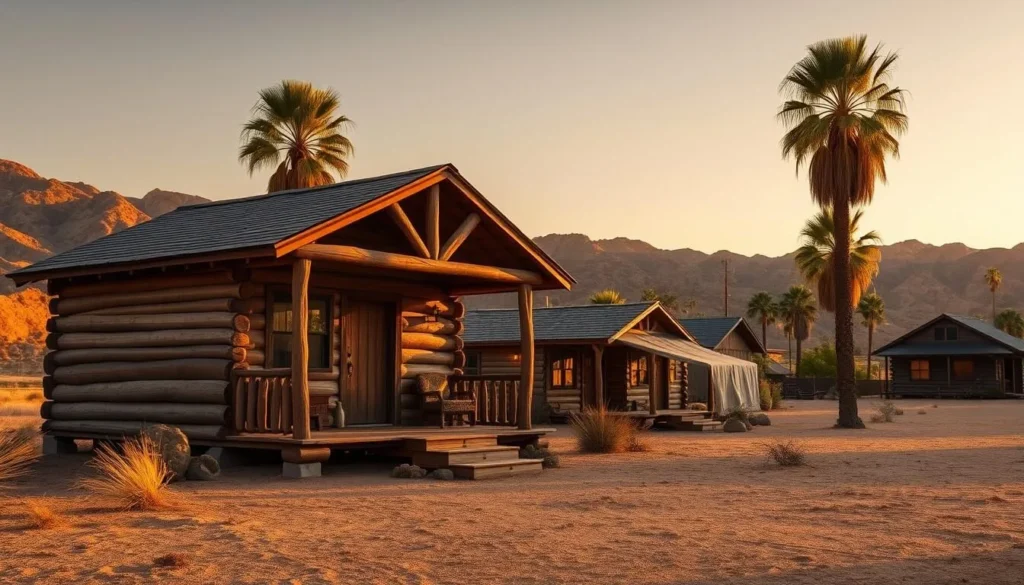 Rustic cabin accommodations at Delight's Hot Springs Resort in Tecopa Rustic cabin accommodations at Delight's Hot Springs Resort in Tecopa