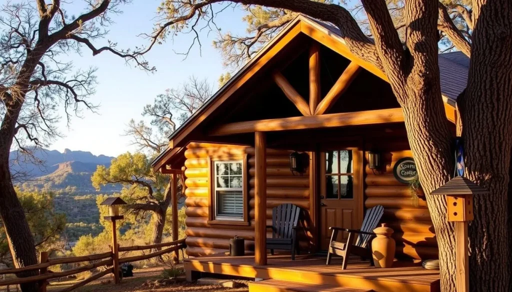 Rustic cabin accommodations at Santa Rita Lodge with mountain views Rustic cabin accommodations at Santa Rita Lodge with mountain views