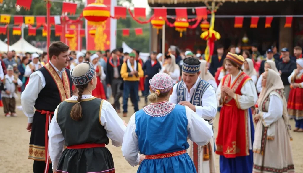 Sabantuy festival celebration with traditional Tatar wrestling, music performances, and colorful decorations Sabantuy festival celebration with traditional Tatar wrestling, music performances, and colorful decorations