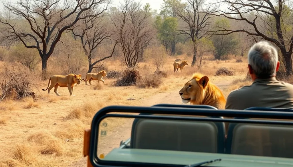 Safari in Gir National Park with Asiatic lions in their natural habitat