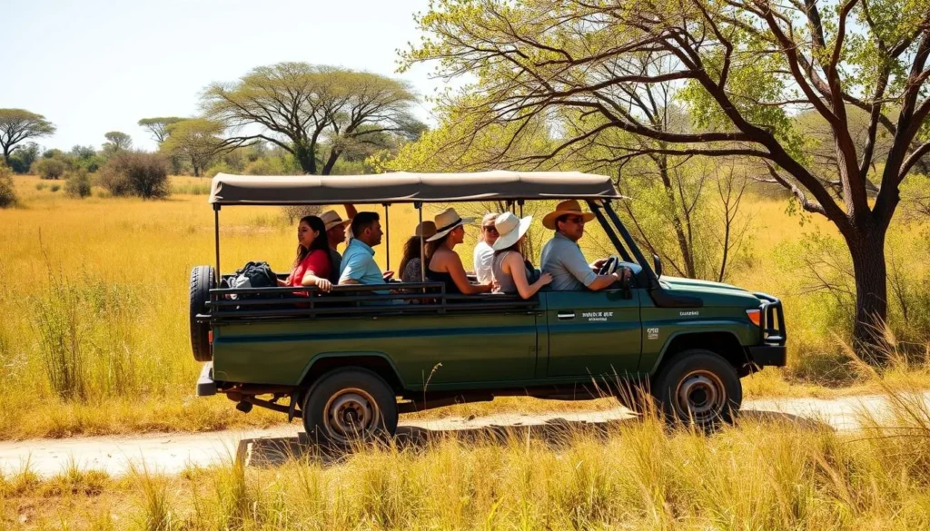Safari jeep with tourists exploring Kanha National Park