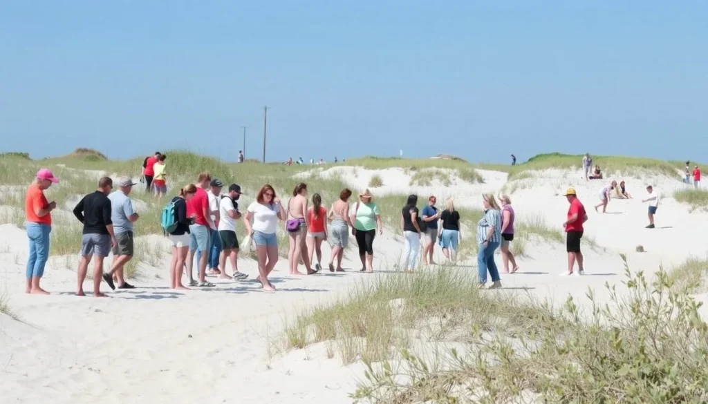 Safe beach practices at Fourchon Beach Louisiana with people respecting nature Safe beach practices at Fourchon Beach Louisiana with people respecting nature