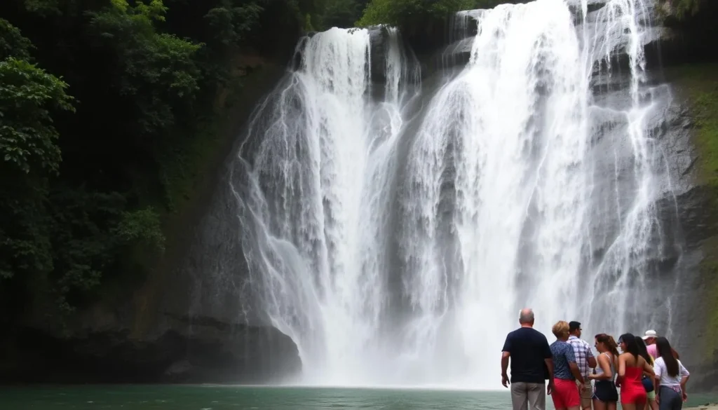 Salto de Jimenoa waterfall in Jarabacoa Dominican Republic surrounded by lush forest