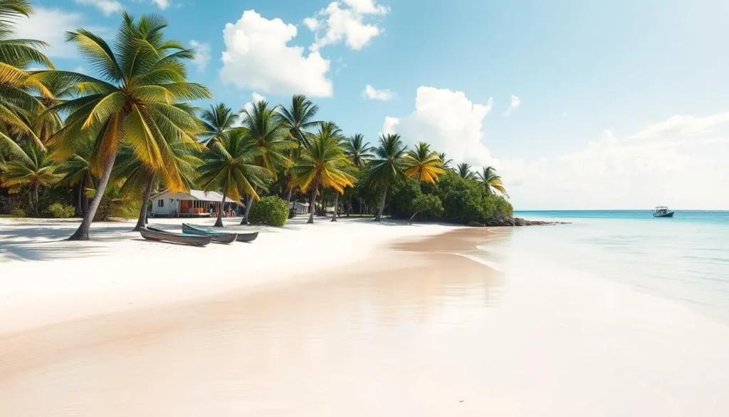 Saona Island with pristine beaches and palm trees