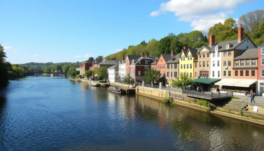 Scenic Delaware River view in New Hope Pennsylvania near Warminster
