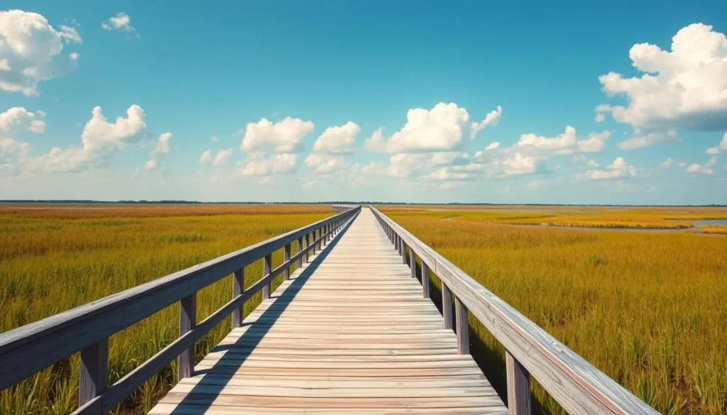 Scenic boardwalk through marshes at Cameron Prairie National Wildlife Refuge