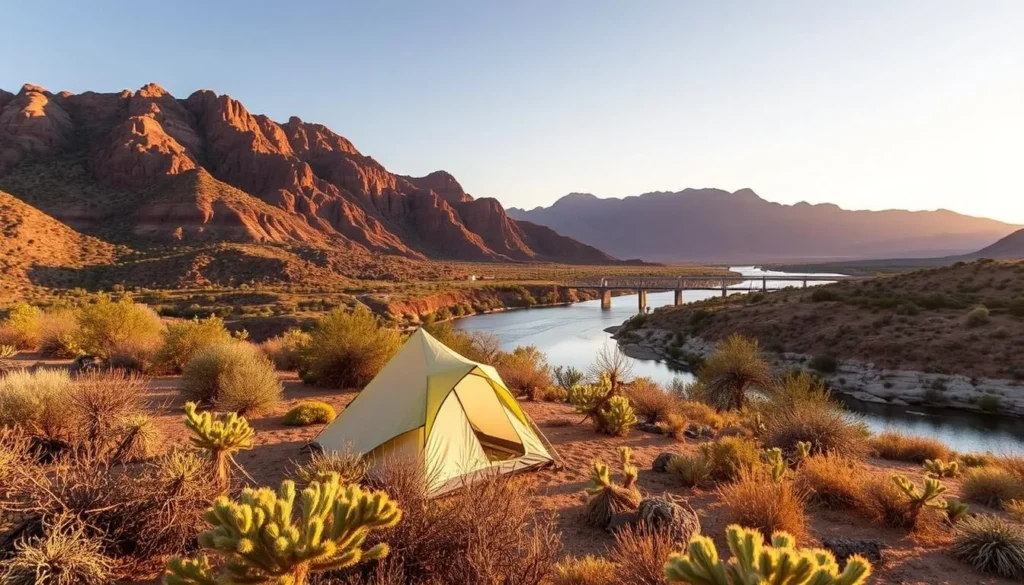 Scenic camping area near John Dunn Bridge with views of the Rio Grande Scenic camping area near John Dunn Bridge with views of the Rio Grande