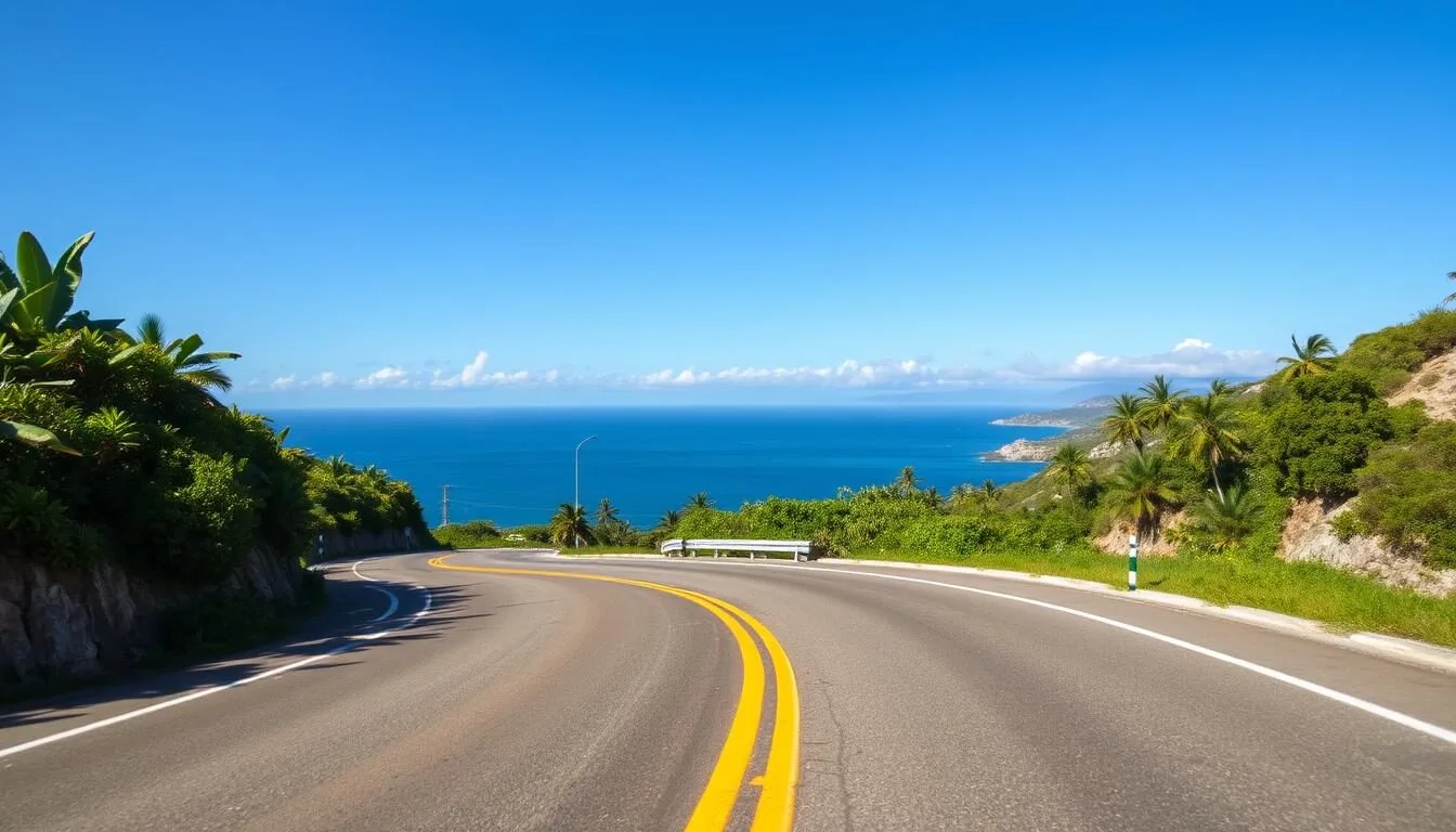 Scenic coastal road leading to Punta Mita Mexico with ocean views