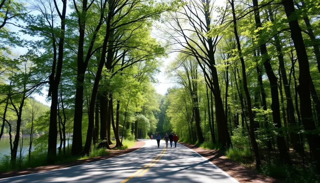 Scenic forest road leading to Whipple Dam Lake Pennsylvania