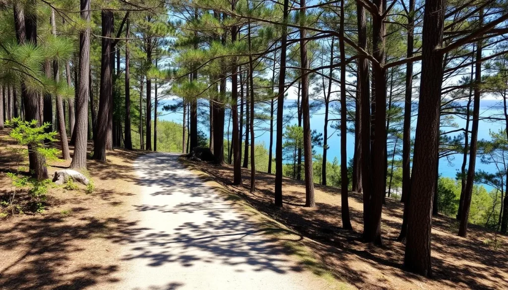 Scenic hiking trail with lake views at Toledo Bend
